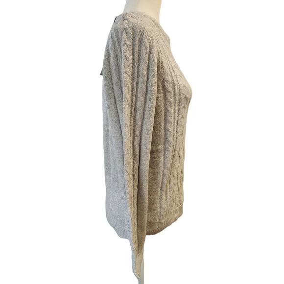 U.S. Polo Association Silver Grey Fisherman Sweater Crew Neck Long Sleeve Large - Picture 4 of 12